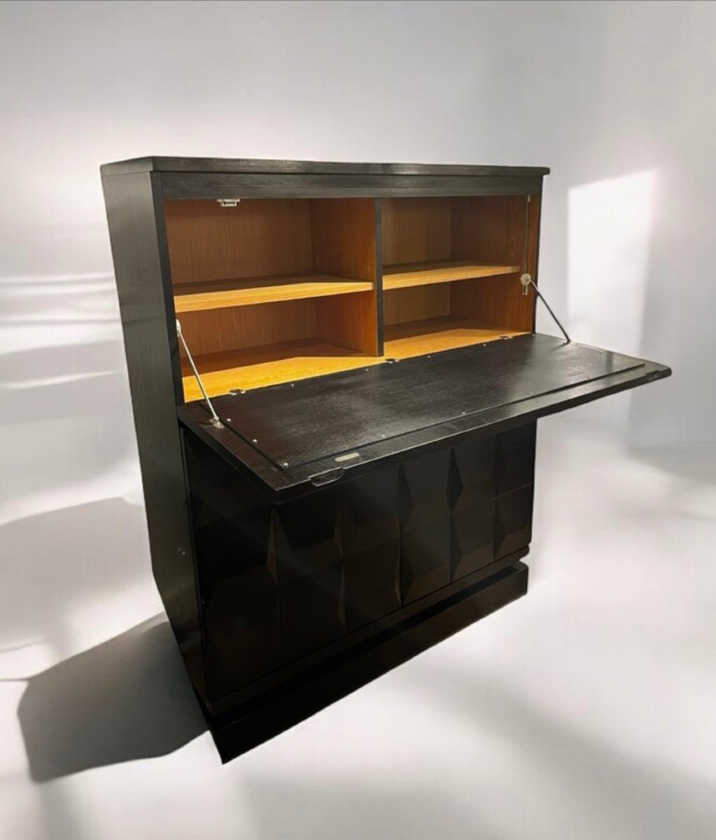 Bar Cabinet And Secretary In “brutalist” Style, Maison De Coene Frères, Ca 1970-photo-4